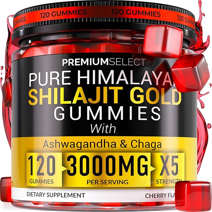 Shilajit Gummies for Men 3000mg – 120 Gold Shilajit for Men Gummies Sugar Free with Fulvic Acid – Natural Energy, Vitality & Stamina Support Chewable – Pure Himalayan Shilajit Gummy Chews