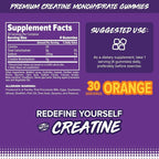 FINAFLEX Creatine Gummies - 120 Gummies - Orange Flavor - Promotes Muscular Strength, Size & Performance - 5g of Creatine Monohydrate Per Serving - 30 Servings