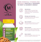 Noor Vitamins Halal Womens Multivitamin & Mineral I Once Daily Vitamin Supplement I Vegan | Supports Energy, Immunity, Metabolism, Healthy Appearance and Stages of Motherhood I 2-Month Supply