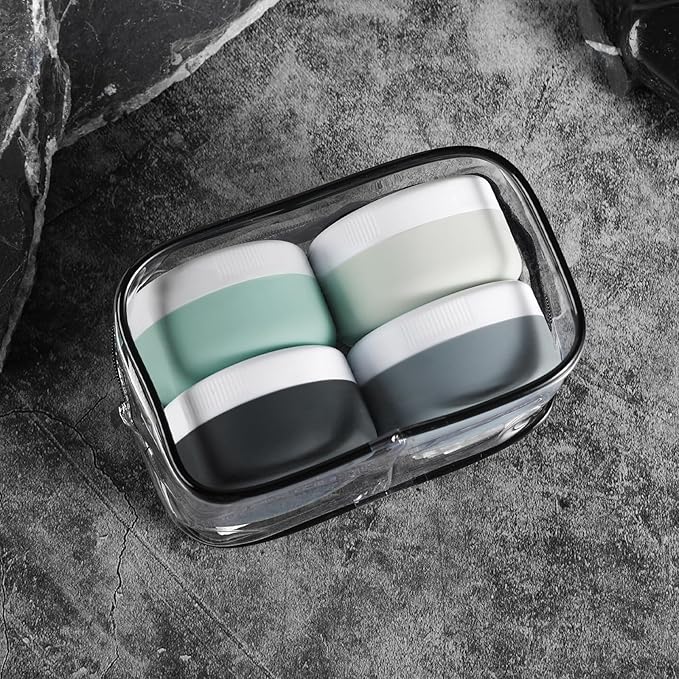 Kuangre Travel Containers for Toiletries, Silicone Cream Jars BPA-Free, Leak-proof 1.35oz Travel Size Containers, Portable Size Silicone Jars with Lid for Cosmetic Face Hand Body Cream (4 Pack)