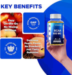 Vitamatic BCAA Gummies - Branch Chain Amino Acid Supplements - Peach Flavor - 600mg per Serving - 60 Vegan Pectin Based Gummies (1 Bottle)