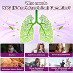 NAC Gummies, N Acetyl Cysteine Supplement for Adults and Kids, NAC Chewable Support Liver Health, Antioxidants & Immune System, Sugar-Free, Blueberry Flavor, 60 Count