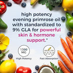 Vitalitown Women's Inner & Outer Beauty Bundle: 120 Billion CFU Probiotics (30 Strains) + Evening Primrose Oil 1300mg, Complete Gut, Vaginal & Skin Health