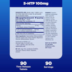 Natrol 5-HTP 100mg, Dietary Supplement Helps Support a Balanced Mood, Mood and Stress Support Supplement, 90 Time Release Tablets, 45-90 Day Supply