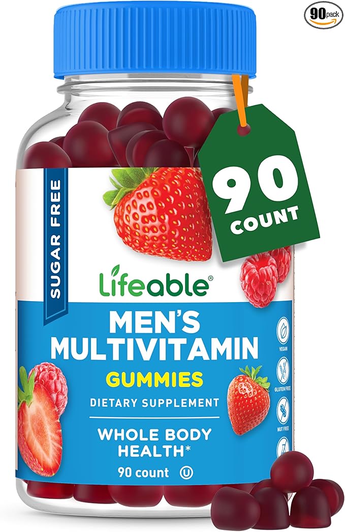 Lifeable Sugar Free Multivitamin for Men Gummies | with Iron and 18 Essential Vitamins and Minerals | Sugar Free Vitamins | 90 Gummies