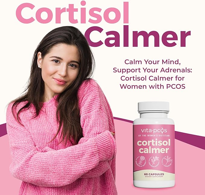 VITA-PCOS Cortisol Supplement for Women – Cortisol Vitamins for Endocrine & Energy Stabilizing Formula for Women – Rhodiola Rosea Extract, Ashwagandha, L-Theanine, & Phosphatidylserine – 60 Capsules