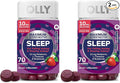 OLLY Max Strength Sleep Gummy,10mg Melatonin,L-Theanine,Chamomile,Lemon Balm,Sugar Free,Vegetarian Sleep Aid,Strawberry -,70 Count (Pack of 2)
