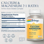 SOLARAY Calcium Magnesium Supplement, Magnesium & Calcium Supplements for Women and Men, 2:1 Ratio, Bone Health & Strength, Vegan, High Absorption, 60-Day Guarantee, 22 Servings, 90 VegCaps