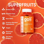 Goli Superfruits Beauty Gummies with Bamboo Silica - Vitamins A, C, E, Zinc - Collagen Support with Superfruit Blend - Vegan, Non-GMO, Gluten-Free, 180 Count (3 Pack)
