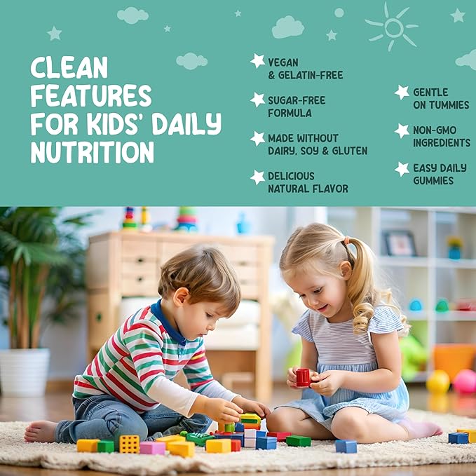 Methylated Multivitamin Gummies for Kids - Children’s MTHFR Support Supplement with B Complex 5-MTHF Folate (L-Methylfolate) B1 B3 B6 B12 Biotin Vitamins A C D3 E - Vegan Gluten-Free Sugar-Free