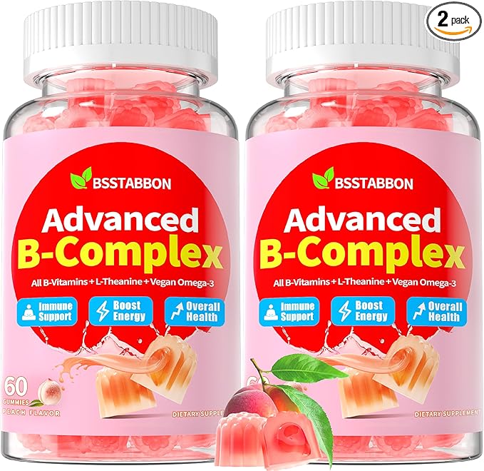 Organic Methylated Vitamin B Gummies: Natural Complex Supplement with B1 B2 B3 B5 B6 B7 B9 B12 Plus D3 Zinc Magnesium Ashwagandha Omega3 - Energy Support for Work Adults Women Men(120Count)