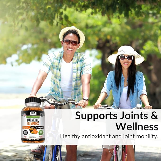 Kaya Naturals Turmeric Supplements Gummies - Pure Nature Turmeric Curcumin -Turmeric Ginger Gummies - 30 Count Gummy - Turmeric with Black Pepper Extract (Pack of 2)