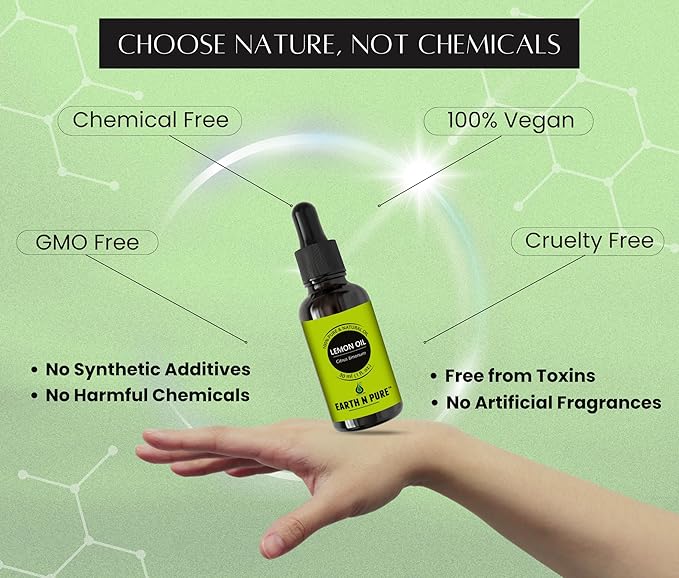 Earth N Pure Lemon Essential Oil for Revitalizing Care for Face, Scalp & Skin | 50 ML