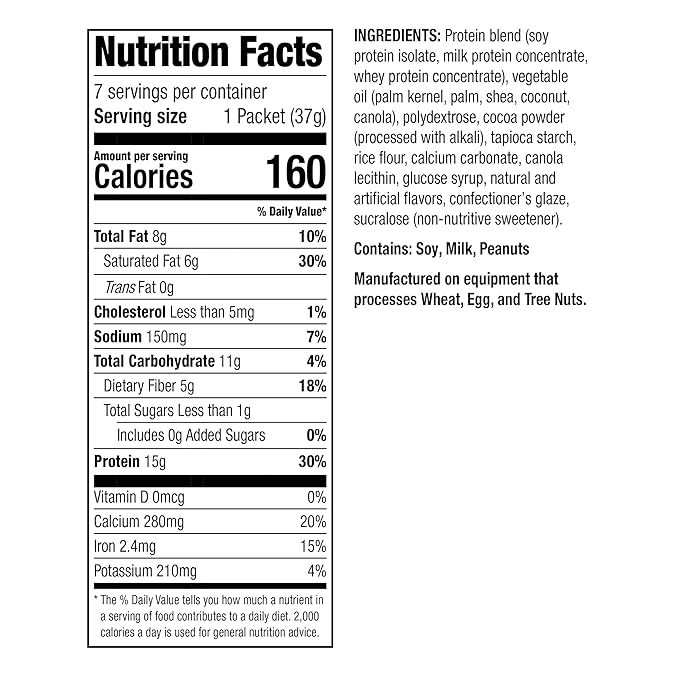 WonderSlim Popper Puff Snacks, Chocolate, 160 Calories, 15g Protein, Gluten Free (7ct)
