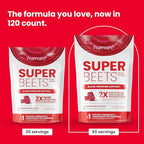 Humann SuperBeets Heart Chews, Beet Root Powder Support Energy Supplement, Nitric Oxide and Blood Pressure Support, Grape Seed Extract & Non-GMO, Heart Health, Pomegranate Berry Flavor, 120 Count