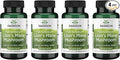 Swanson Lion's Mane Mushroom Brain Health Supplement for Professionals Seeking Mental Focus, Memory, and Clarity Support - 500 mg (60 Vegan Capsules, 4 Bottles, 4 Pack)
