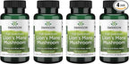 Swanson Lion's Mane Mushroom Brain Health Supplement for Professionals Seeking Mental Focus, Memory, and Clarity Support - 500 mg (60 Vegan Capsules, 4 Bottles, 4 Pack)
