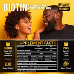 PURE RESEARCH Liquid Biotin & Collagen Hair Growth Drops 60,000mcg – Biotin and Liquid Collagen Supplements for Women & Men – Supports Glowing Skin, Healthy Hair & Nail Growth (2Fl Oz)