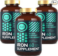 Vegan Iron Supplement for Women with Folic Acid - 35 mg Blood Builder Ferrous Sulfate, Folic Acid 400 mcg - Iron Pills for Women with Anemia & Pregnancy Support - 180 Gluten-Free Tablets - 3Pack
