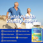 Vegan Omega-3 Gummies 1000mg + Turmeric - Omega 3 Fish Oil Alternative for Adults - Algae DHA 600mg & EPA 300mg, Vitamins A, C, E, Zinc & MSM, Sugar Free, 60 Cts