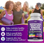 NEW AGE Resveratrol, Berberine, Grape Seed Extract, Quercetin, Supplement for Women and Men with Noni, N-Acetyl Cysteine, Acai - 120 Capsules
