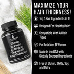 Biotin (5000mcg), Keratin, Collagen, Horsetail, Saw Palmetto – 5-in-1 Hair Growth Supplement & Vitamins for Women & Men, DHT Blocker Capsules for Thinning - Hair Growth Vitamins