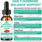 Myo Inositol & D-Chiro Inositol Supplement Liquid for Women- Ideal 40:1 Ratio Inositol Drops with MTHF Folate, Magnesium, Vitamin D, Supports Hormone Balance, Regular Cycles & Ovarian Health丨Vegan