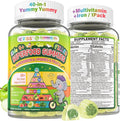 NEVISS Kids 4+ & Teens Super Greens 40-in-1 Gummies w/Multivitamin, Omega3 Iron, D3K2, Picky Eater Organic Super Fruits Veggies Superfood Gummy, Mushroom, Lutein | Immune Bone Brain Energy, Sugar Free