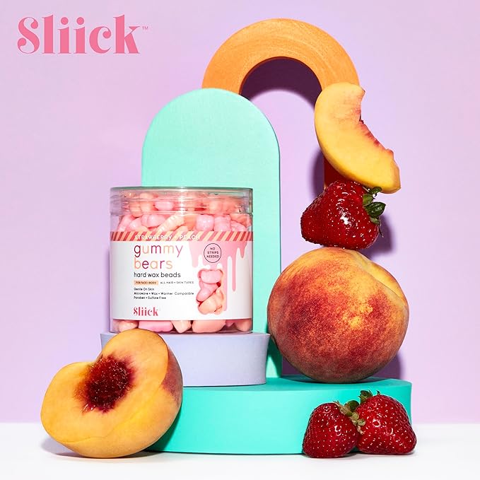 Sliick Hard Wax Beads for Hair Removal, Gummy Bears – Stripless Wax Beads for Face, Body & Sensitive Skin, 8 oz