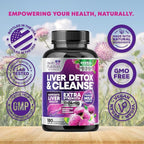 Gentle Liver Cleanse Detox & Repair Formula - Advanced Liver Support Supplement with Silymarin Milk Thistle, Dandelion Root, Artichoke Extract, Turmeric, Choline, & Beetroot - 180 Veggie Capsules