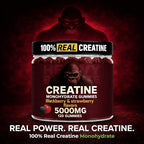 Creatine Monohydrate Gummies 5g Sugar Free Creatine with Vitamin B12 and L-Taurine | Muscle Growth for Men and Women | Low Calorie Formula 120 Gummies for 30 Servings, Mixed Berry