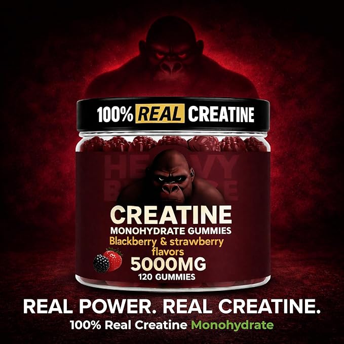 Creatine Monohydrate Gummies 5g Sugar Free Creatine with Vitamin B12 and L-Taurine | Muscle Growth for Men and Women | Low Calorie Formula 120 Gummies for 30 Servings, Mixed Berry