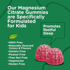 Viteey Kids Magnesium Citrate Gummies - Supports Sleep Aid, Calm Gummies, Muscle Relaxer, Optimal Relaxation - Vegetarian, Gelatin Free, Gluten Free, GMO Free - Tasty Chewable Raspberry Flavored Gummy