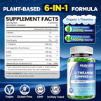 L-Theanine Gummies, l'theanine 400mg with Ashwagandha, GABA, 5HTP,L-Theanine Chewable Supplement for Relax, Zzz & Focus Support, Vegan, Lemon Flavor, 120 Counts
