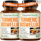 Boswellia Serrata Turmeric Supplement for Joint Support & Inflammation Balance – Turmeric Boswellia Supplement with Ginger & Black Pepper Extract for Enhanced Absorption – Non-GMO - 2pack
