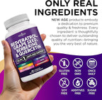 NEW AGE Resveratrol, Berberine, Grape Seed Extract, Quercetin, Supplement for Women and Men with Noni, N-Acetyl Cysteine, Acai - 120 Capsules