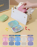 Holii Travel Pill Organizer, 8 Compartments Portable Pill Case, Daily Pill Box to Hold Vitamins, Small Pill Container for Pocket Purse Medicine Organizer（Pink）