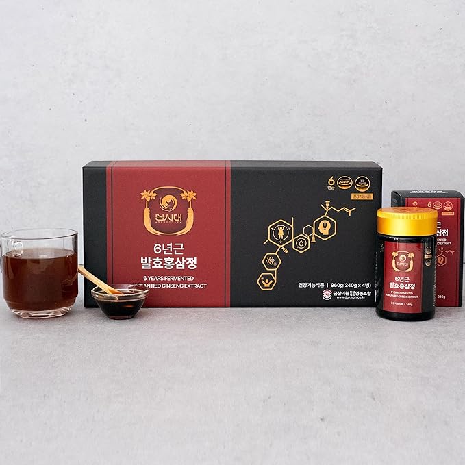 SAMSIDAE 6 Years Fermented Korean Red Ginseng Extract 240g x 4 Bottles (960g) – Premium Herbal Supplement with 5mg/g Ginsenoside – Supports Immunity, Energy, Stamina & Mental Performance