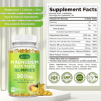 Magnesium Glycinate Gummies 500mg Magnesium Supplement with Calcium, Zinc, Vitamin C, B6, D3-Calm Chewable Gummies for Kids & Adults-Sleep, Mood & Muscle Support-Pineapple Flavor, 60 Gummies