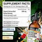 BIO KRAUTER® Ginseng Supplement - Pure Vegan Liquid Drops Korean Red Ginseng 696 mg per Serving 4 Fl.Oz 56-Day Supply - Used for Energy, Focus, Performance & Immune Support - Alcohol & Sugar Free