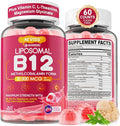 Methyl B12 Gummies 5000 mcg 10000 mcg w/L-Methylfolate, B6, D3 Vitamin C, Lion's Mane Mushroom, L-Theanine, CoQ10, Extra Strength Vitamin B12 Gummies Supplement - Energy, Focus, Brain & Immunity 1Pack