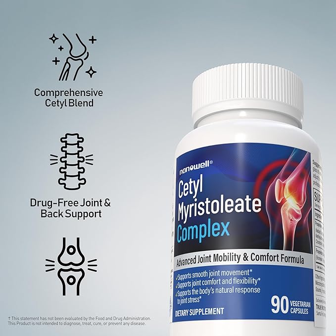 NANOWELL, Cetyl Myristoleate Complex, CMO, Ultra Support for Relief from Joint Discomfort and Stiffness, Advanced Joint Mobility & Comfort Formula 90 Capsules