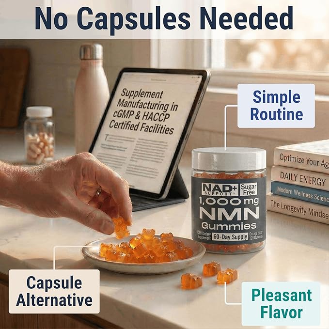 SHIZAM NMN Supplement Gummies – Nicotinamide Mononucleotide (NMN) 1000-mg per Serving | NAD+ Supplement Format | Sugar-Free NMN Gummies | 120 Gummies | 60-Day Supply