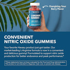 L-Arginine Gummies with L-Citrulline and Beet Root - Nitric Oxide Supplement - 90 Count - Energy, Endurance, and Recovery Support - Vegan, Non-GMO - Energizing Sour Berry Flavor, 30-Day Serving