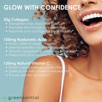 Greensential Collagen Peptides Plus Powder 21oz | + Acerola Vitamin C & Hyaluronic Acid | 100% Hydrolyzed Grass-Fed | Hair, Skin, Nail & Joint Support | Easy to Mix, Unflavored, 28 Servings