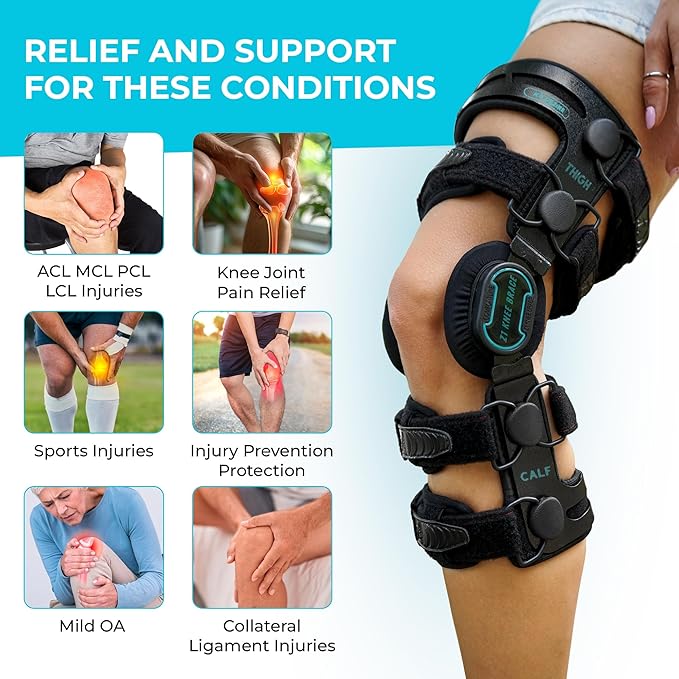Z ONE Z1 K6 Hinged Unloader Metal Knee Brace for Men and Women - Knee Support for ACL, MCL, LCL, PCL, Sport Injuries, Mild Osteoarthritis, Meniscus Tears - Ideal for Running & Daily Activities (S23)