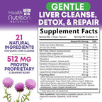 Gentle Liver Cleanse Detox & Repair Formula - Advanced Liver Support Supplement with Silymarin Milk Thistle, Dandelion Root, Artichoke Extract, Turmeric, Choline, & Beetroot - 60 Veggie Capsules