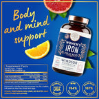Iron and Folic Acid Supplements for Women - 35mg Gentle Iron Vitamin, Folic Acid 400mcg - Anemia, Period, Pregnancy Support Supplement, Ferrous Sulfate Pills - 120 Vegan Non-Constipating Tablets