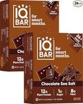 IQBAR Clean Plant Protein Bars - Chocolate Sea Salt - 24 Count - Keto, Vegan, High Fiber, Gluten and Dairy Free, Low Sugar Snack - Brain and Body Nutrients for Focus, Energy, Meal Replacement