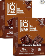 IQBAR Clean Plant Protein Bars - Chocolate Sea Salt - 24 Count - Keto, Vegan, High Fiber, Gluten and Dairy Free, Low Sugar Snack - Brain and Body Nutrients for Focus, Energy, Meal Replacement